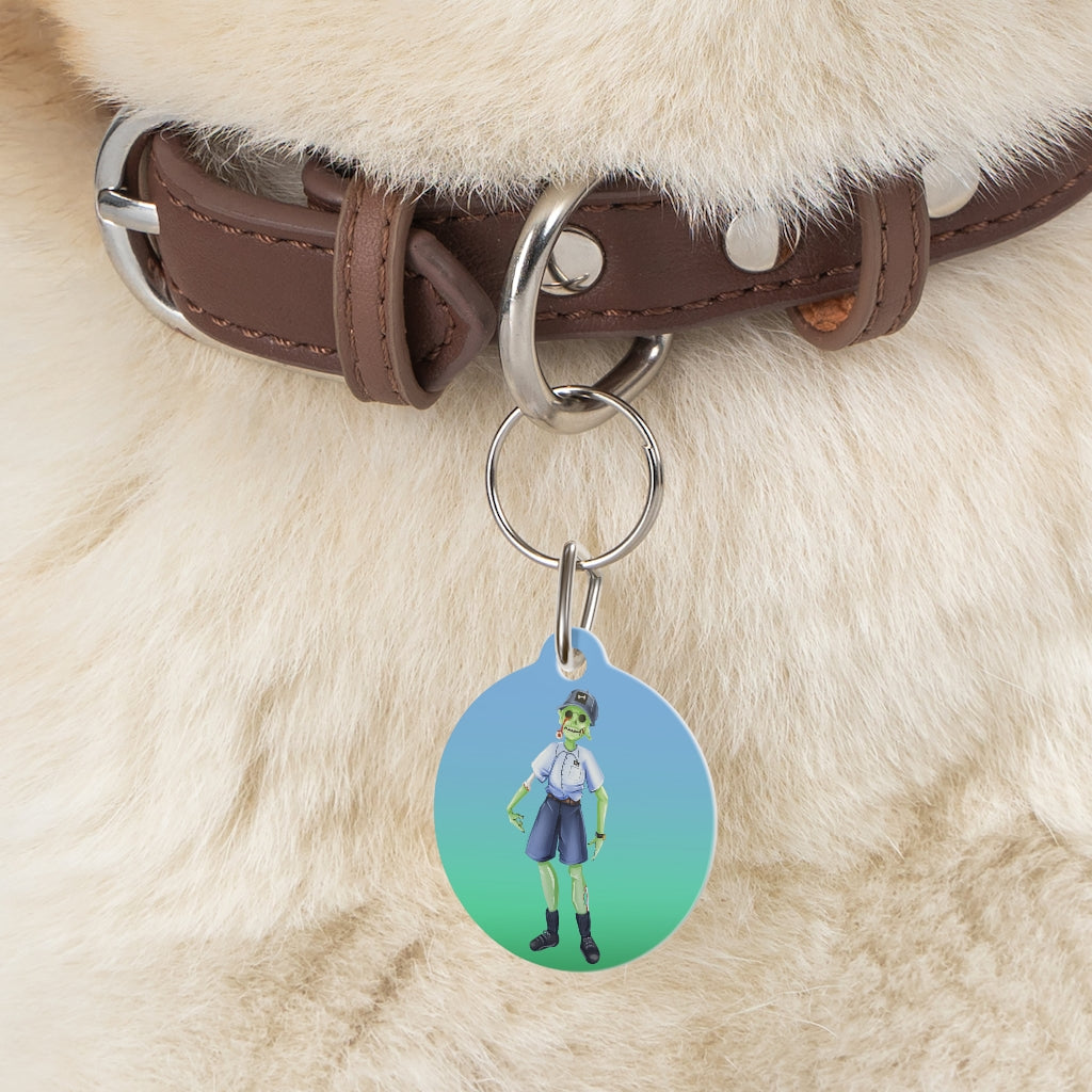 Blue Ombre Zombie Mailman Dog Tag