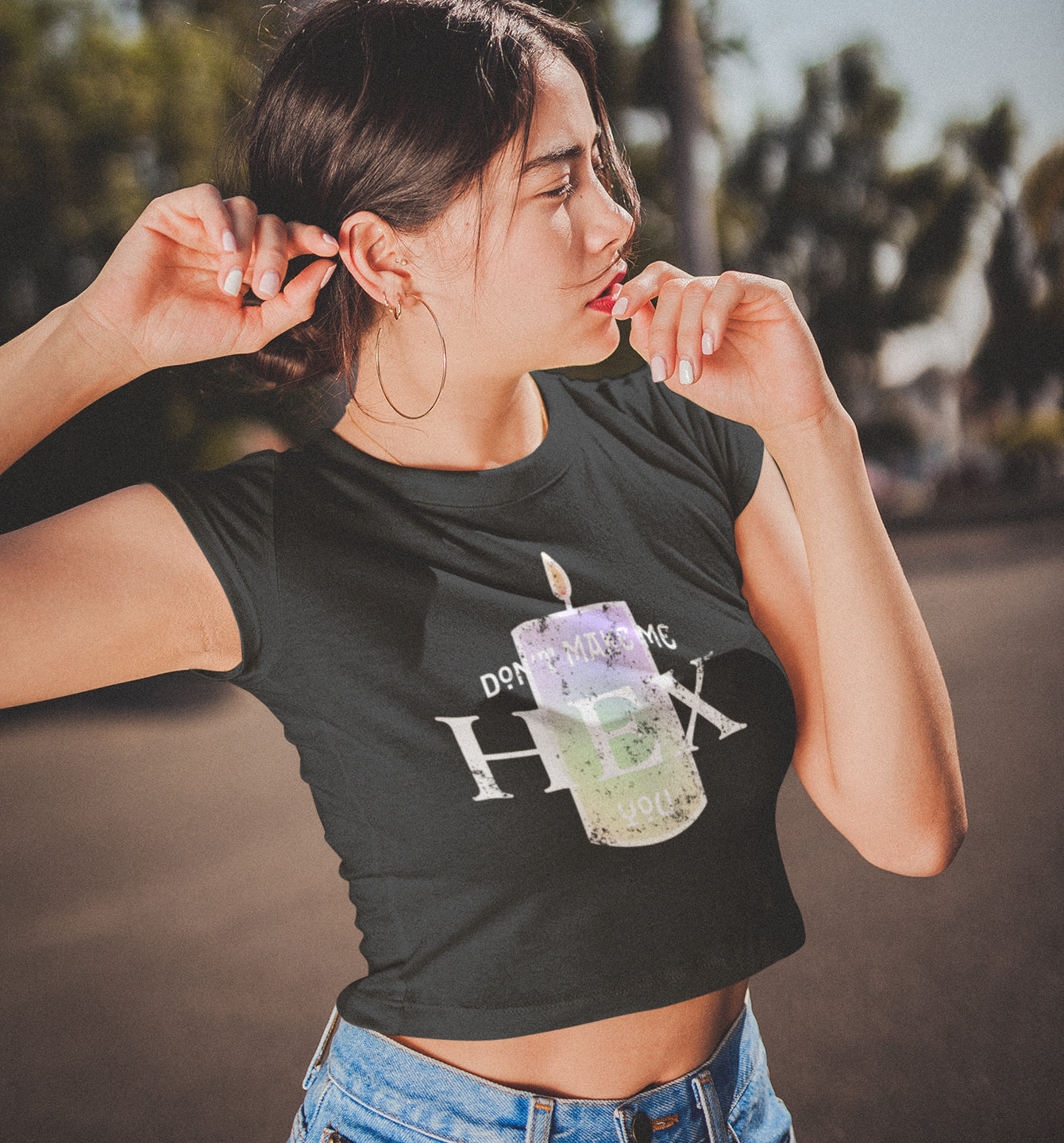 Don't Make Me HEX You Black Crop Top