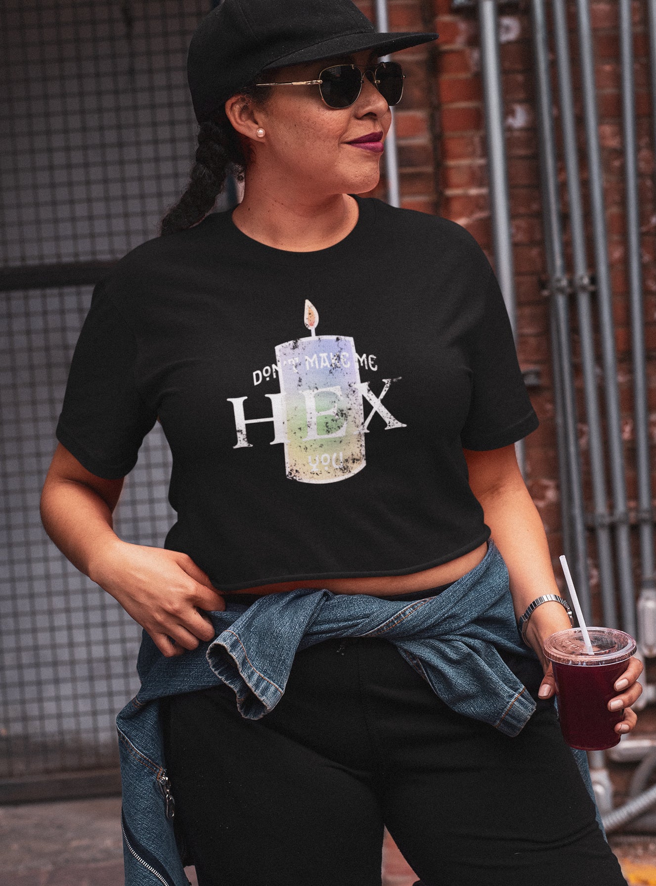 Don't Make Me HEX You Black Crop Top