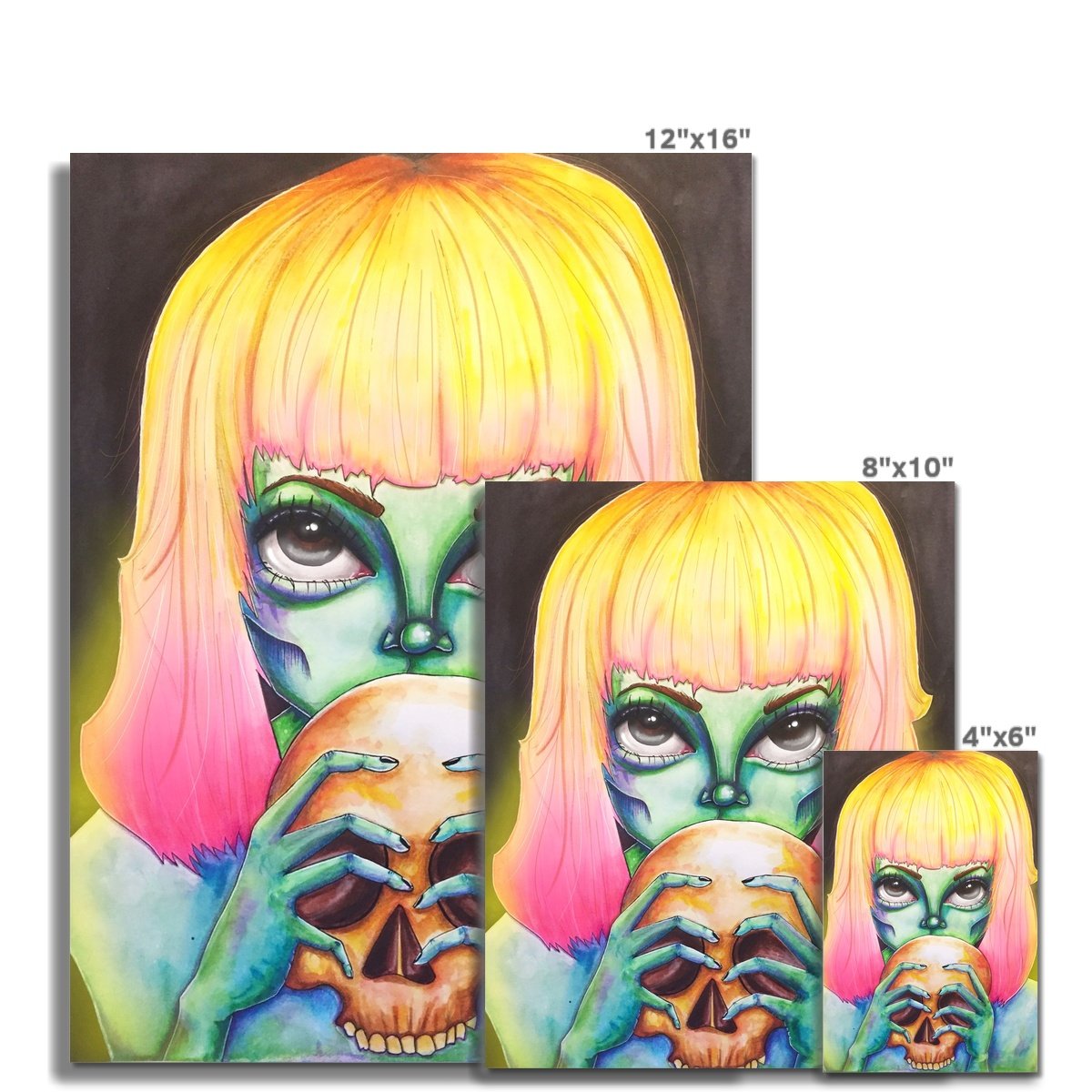 Neon Skull Art Print