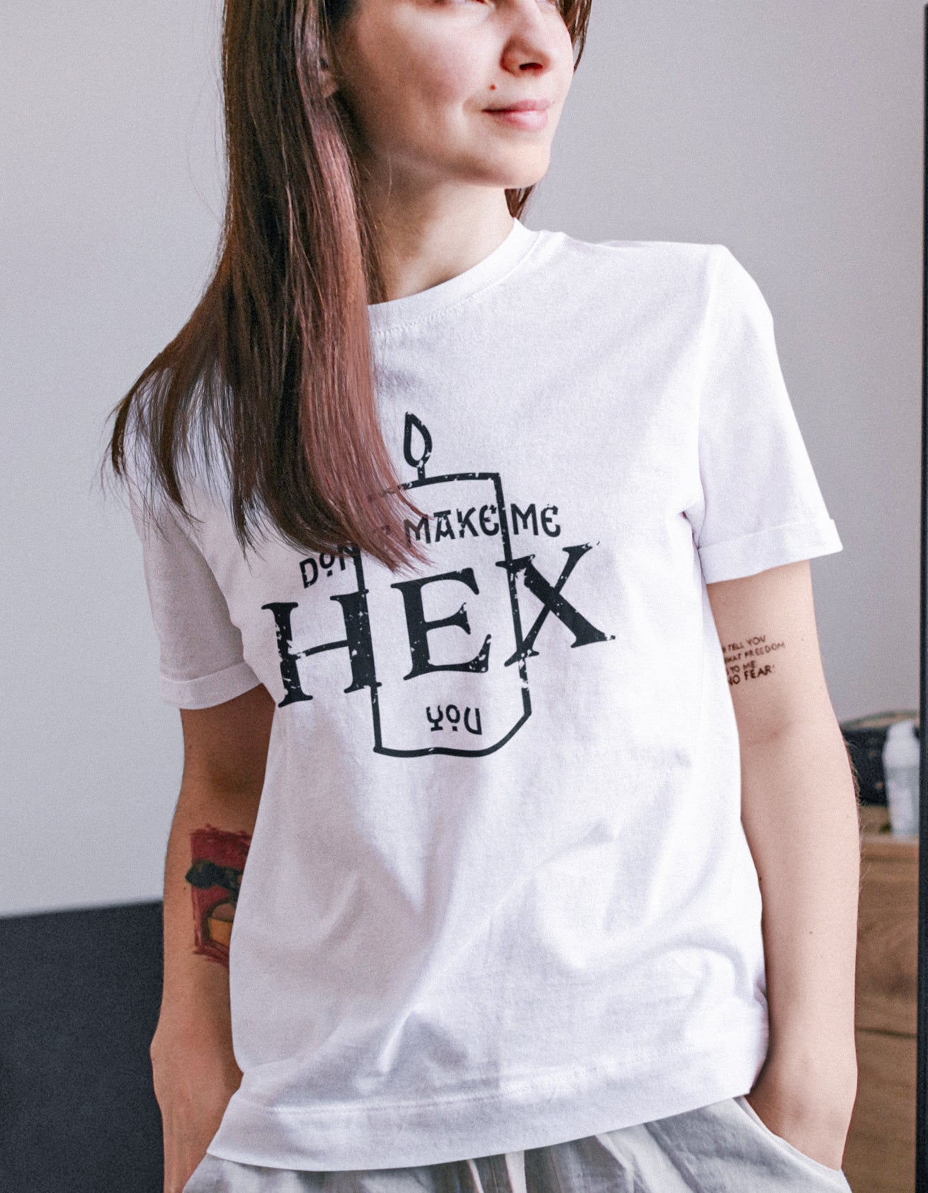 Don't Make Me Hex You White Tee Simple Design