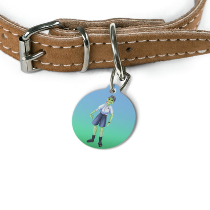 Blue Ombre Zombie Mailman Dog Tag