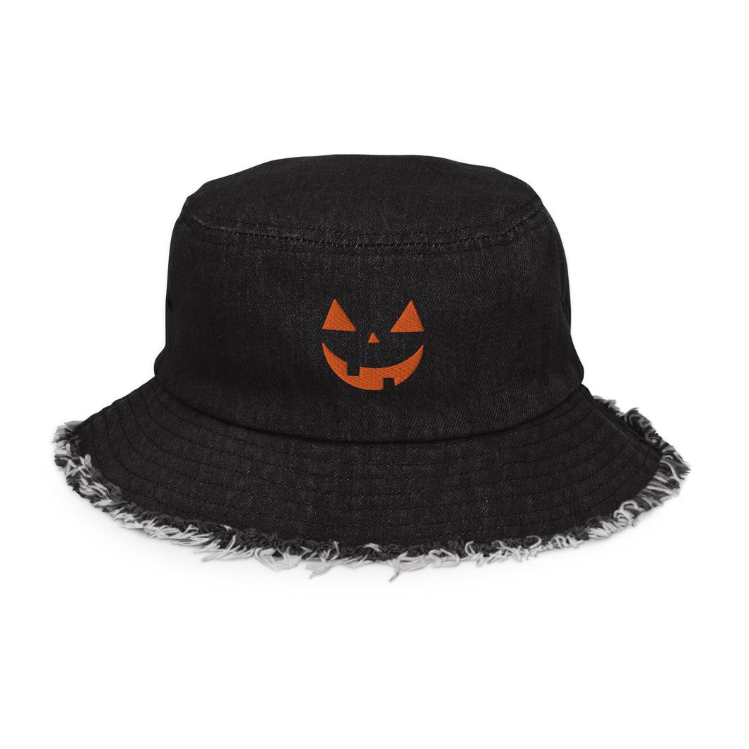 Smiley Jack - Halloween Distressed Denim Bucket Hat