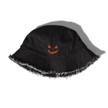 Load image into Gallery viewer, Smiley Jack - Halloween Distressed Denim Bucket Hat

