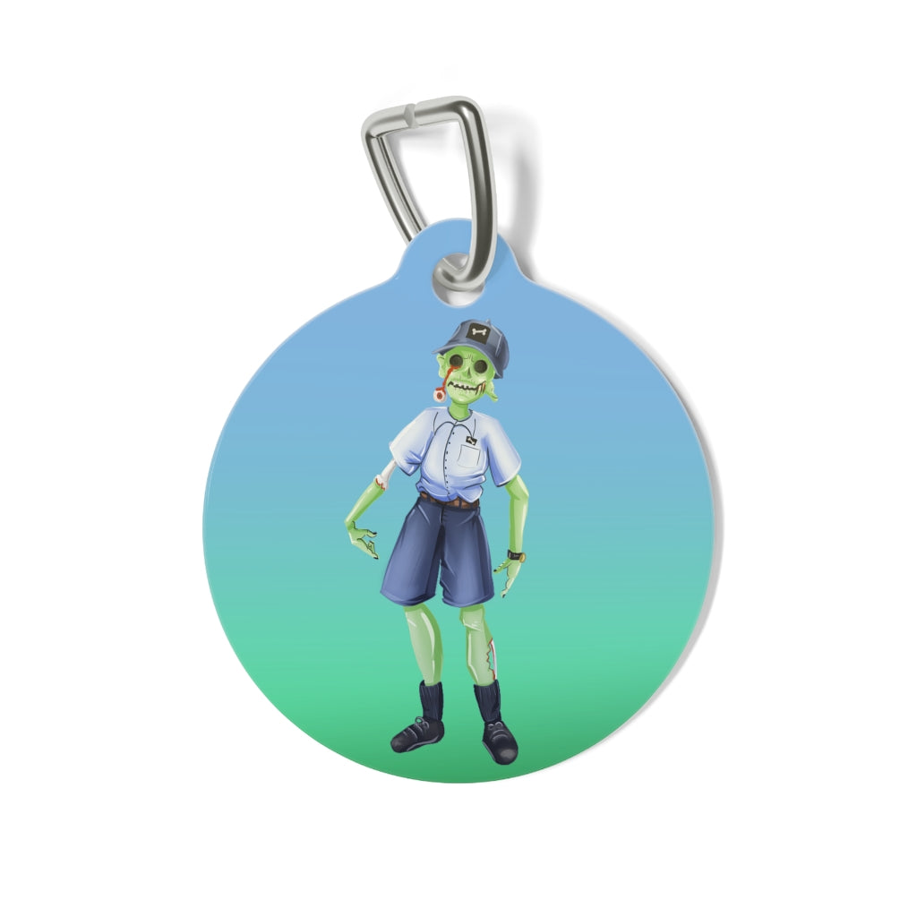 Blue Ombre Zombie Mailman Dog Tag